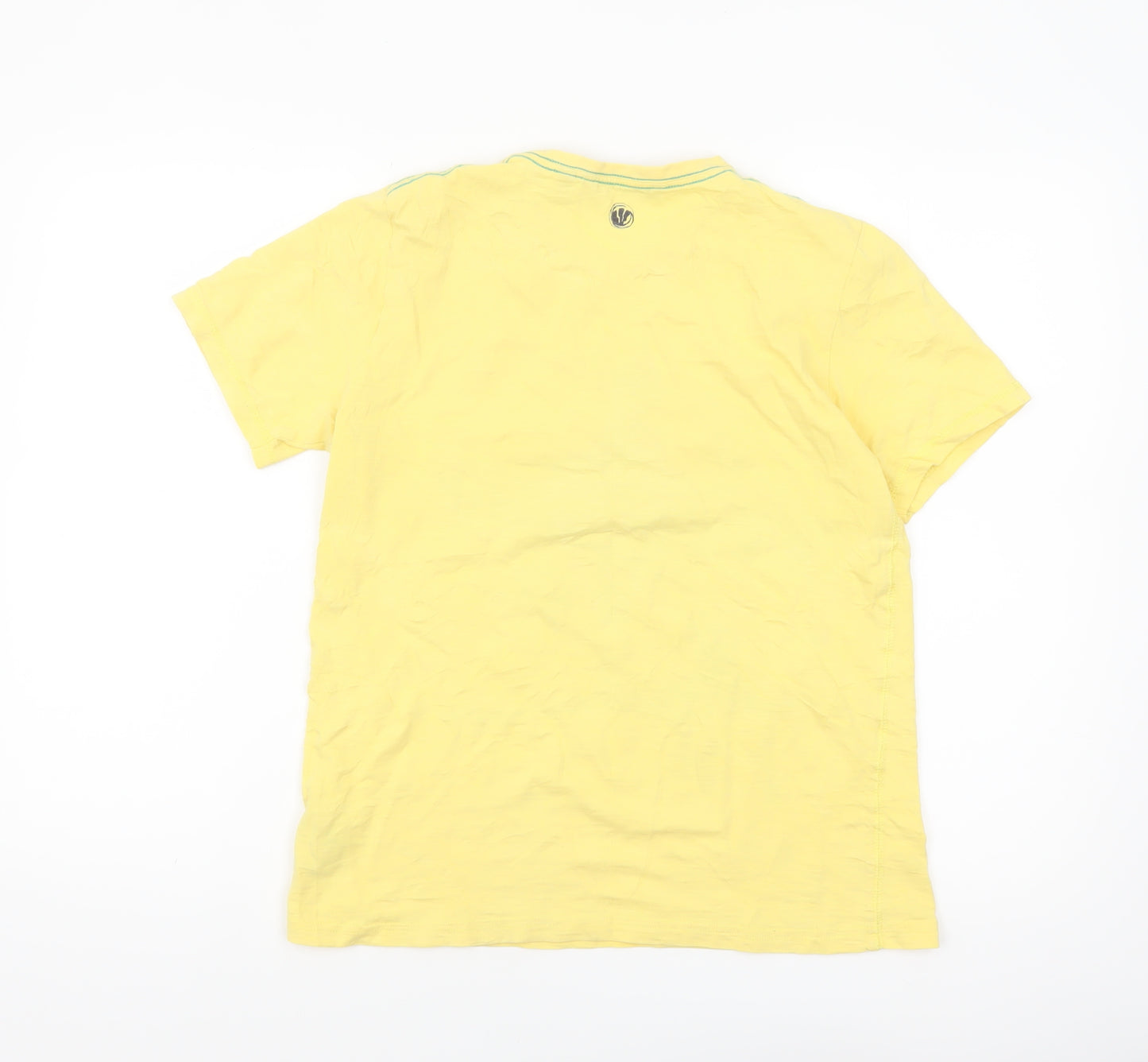 Fat Face Womens Yellow Graphic Surf T-Shirt Small Casual Summer Top