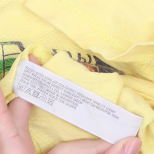 Fat Face Womens Yellow Graphic Surf T-Shirt Small Casual Summer Top