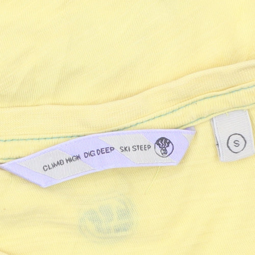 Fat Face Womens Yellow Graphic Surf T-Shirt Small Casual Summer Top