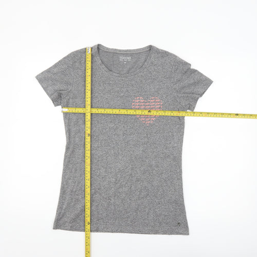 Manuka Women's Grey Crew Neck Heart Print T-Shirt UK 12