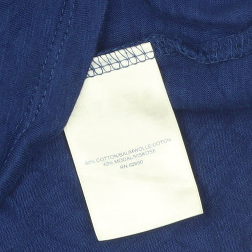 Lands' End Women's Blue Short Sleeve Cotton Modal V-Neck Blouse Size M