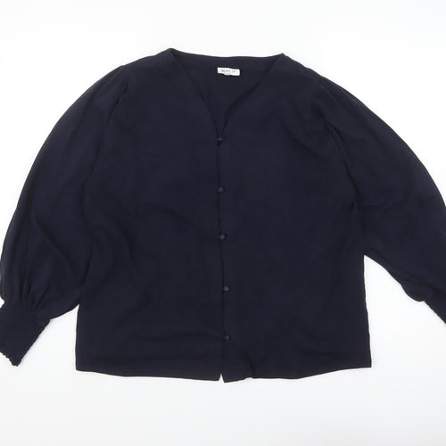 Next Women’s Navy Blue Viscose Long Sleeve Button Blouse Size 14