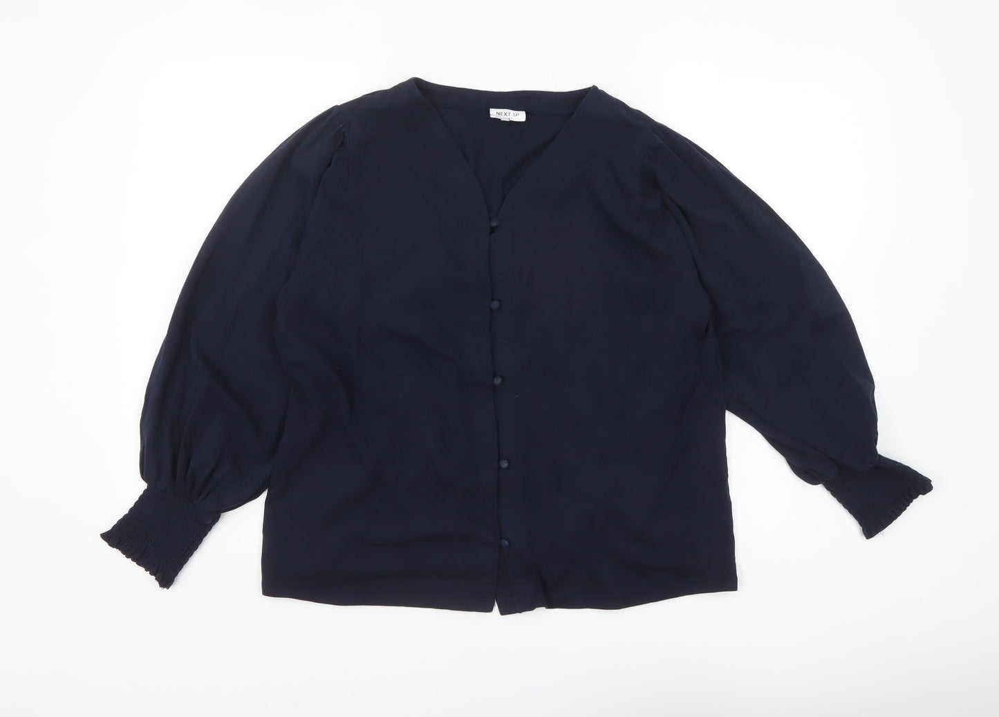 Next Women’s Navy Blue Viscose Long Sleeve Button Blouse Size 14