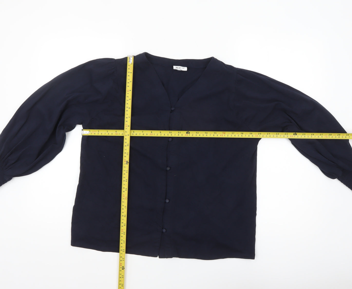Next Women’s Navy Blue Viscose Long Sleeve Button Blouse Size 14