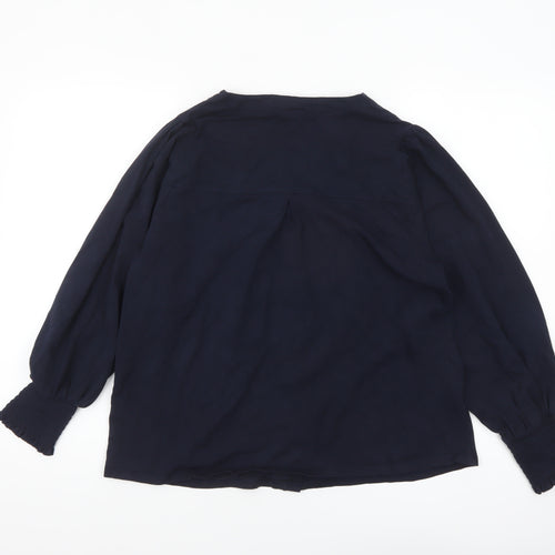 Next Women’s Navy Blue Viscose Long Sleeve Button Blouse Size 14