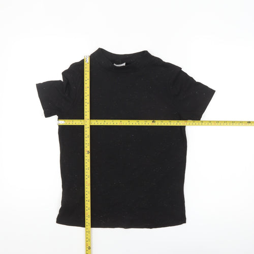 Oliver Bonas Women's Black Cotton Mock Neck T-Shirt Size 8