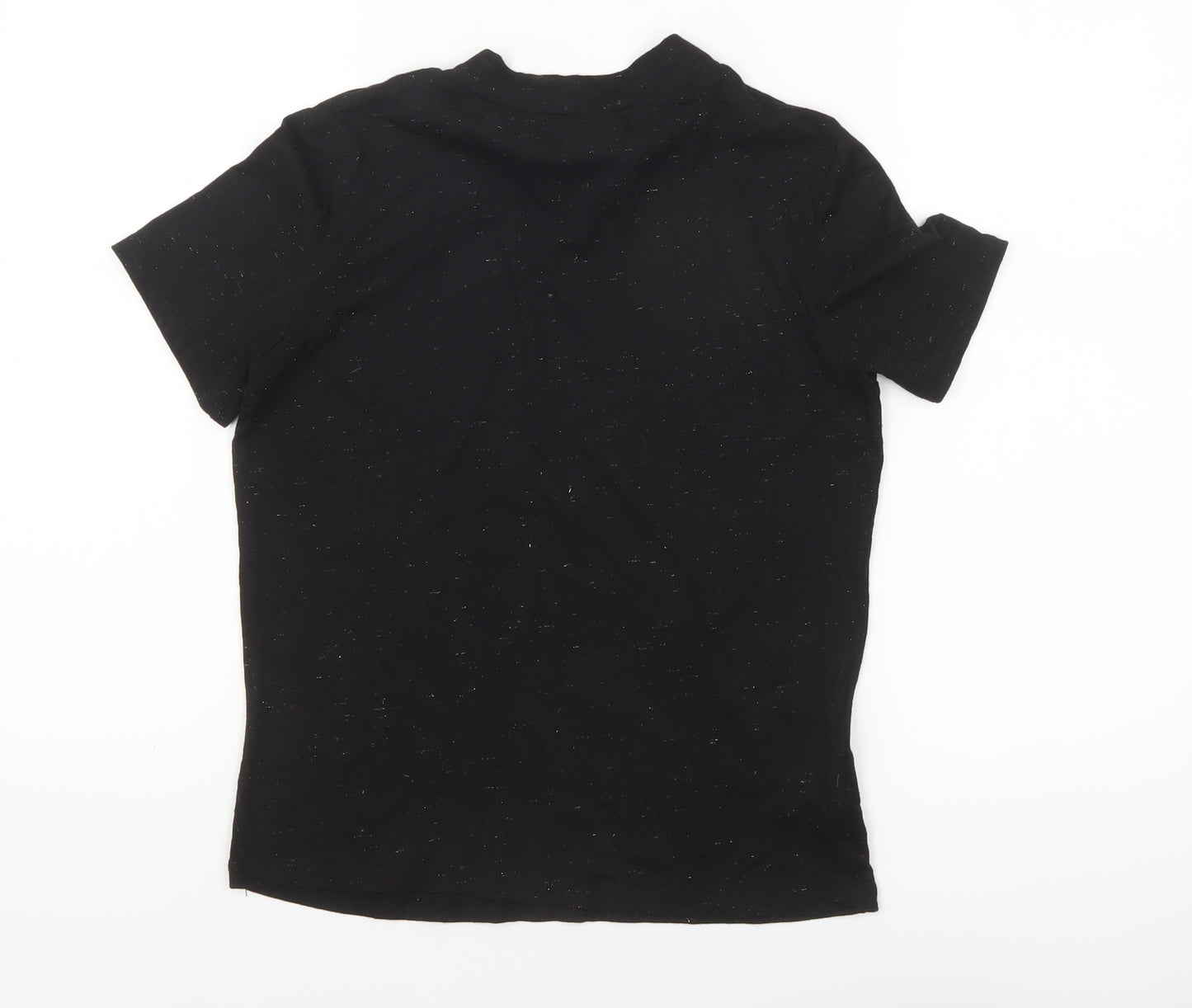 Oliver Bonas Women's Black Cotton Mock Neck T-Shirt Size 8