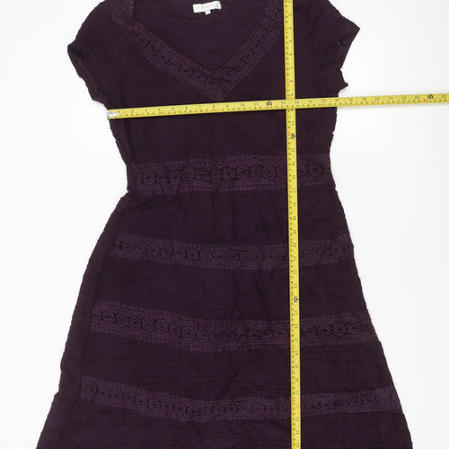 RJR John Rocha Women's Purple Short Sleeve A-Line Knee Length Dress Size 14