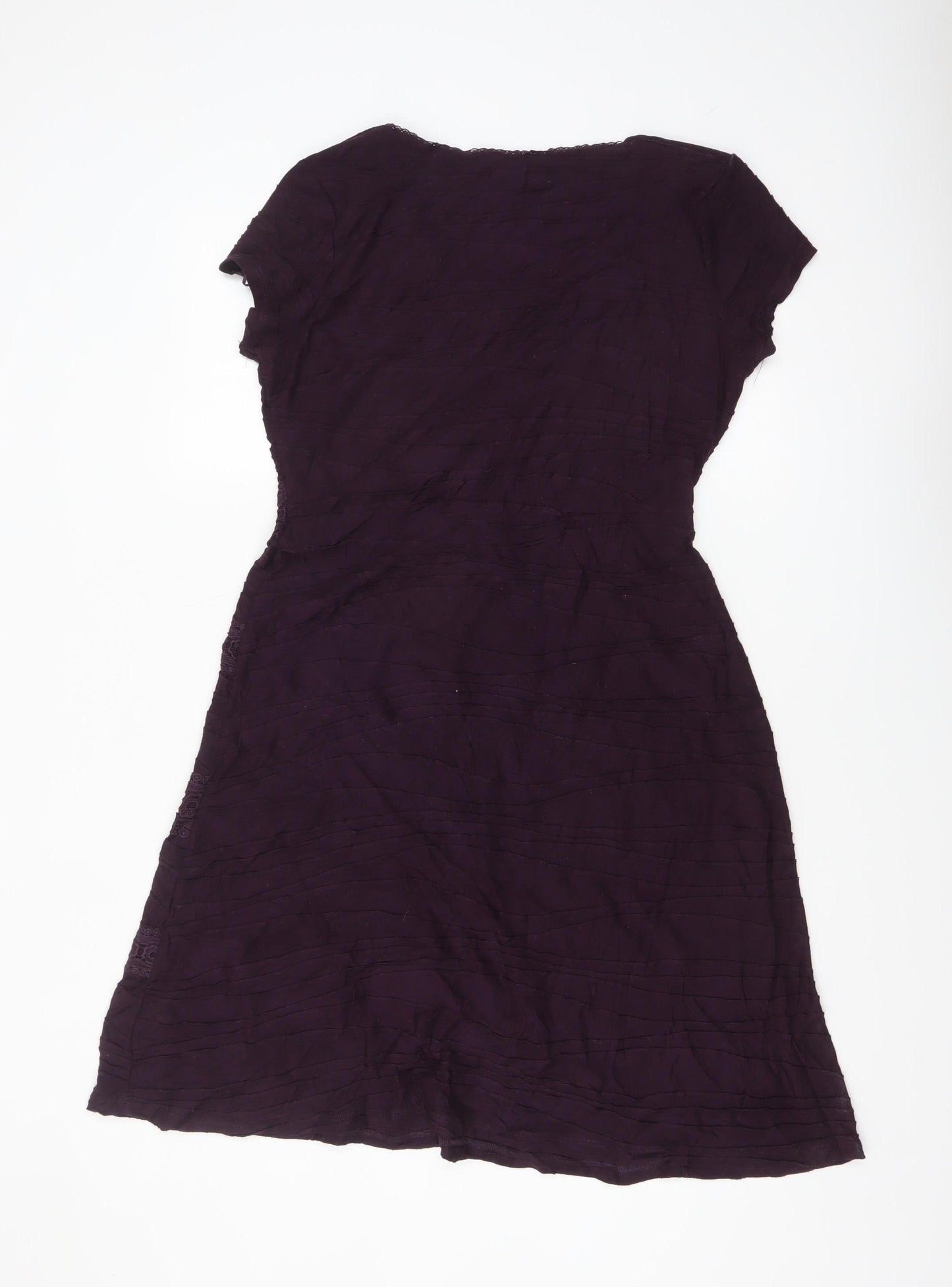 RJR John Rocha Women's Purple Short Sleeve A-Line Knee Length Dress Size 14