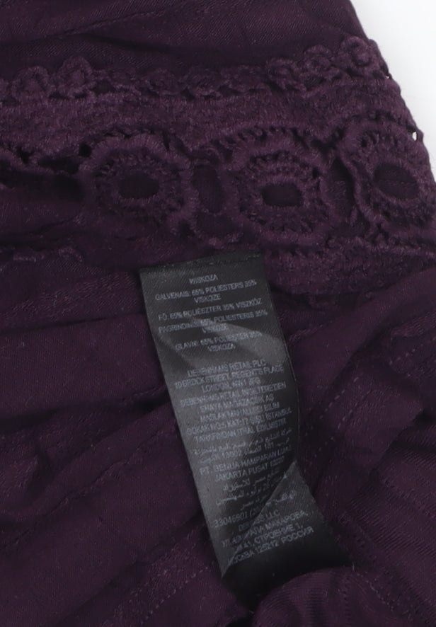 RJR John Rocha Women's Purple Short Sleeve A-Line Knee Length Dress Size 14