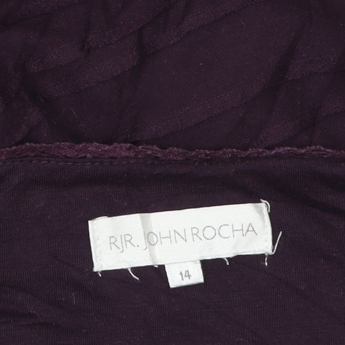 RJR John Rocha Women's Purple Short Sleeve A-Line Knee Length Dress Size 14