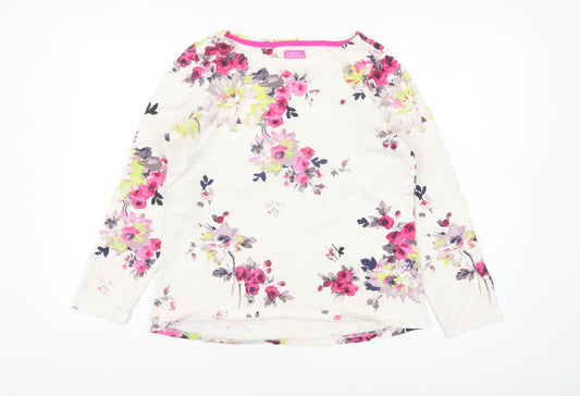 Joules Womens Ivory Floral Long Sleeve Cotton T-Shirt UK 12