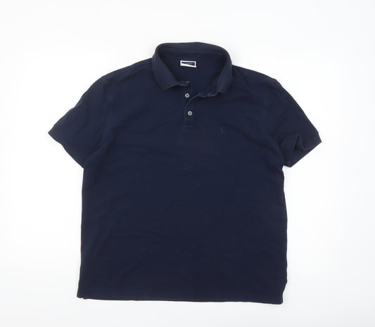 Charles Tyrwhitt Men's Navy Blue Polo Shirt Medium Cotton Blend