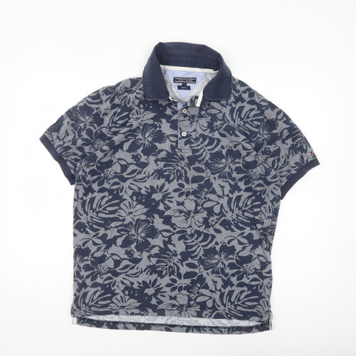 Tommy Hilfiger Men's Blue Floral Slim Fit Polo Shirt XL
