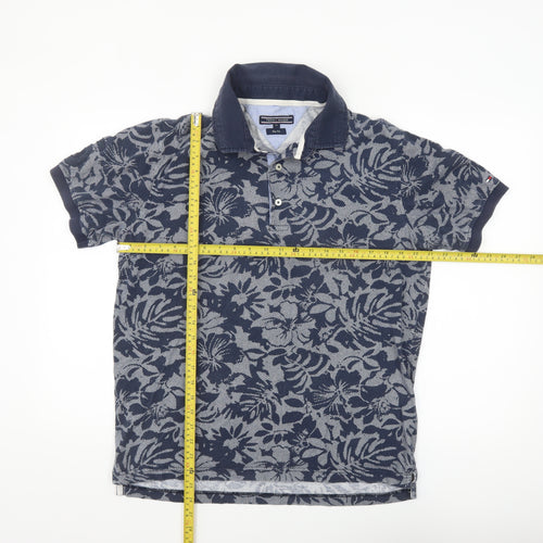 Tommy Hilfiger Men's Blue Floral Slim Fit Polo Shirt XL