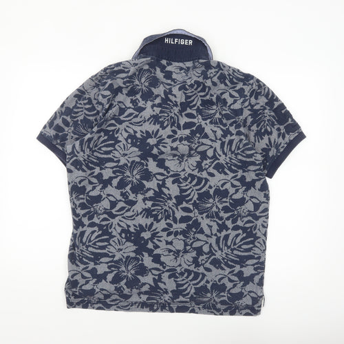 Tommy Hilfiger Men's Blue Floral Slim Fit Polo Shirt XL