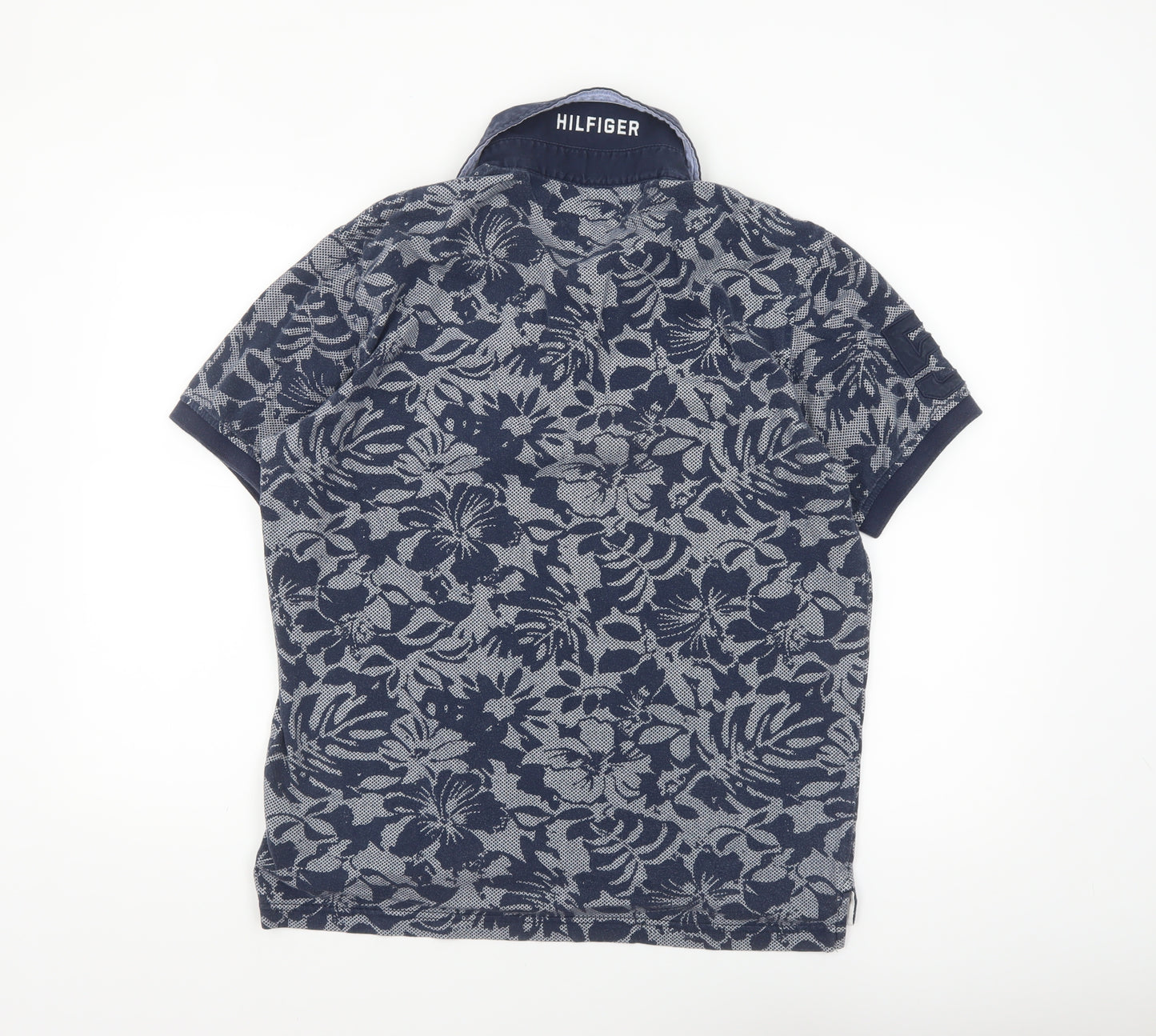 Tommy Hilfiger Men's Blue Floral Slim Fit Polo Shirt XL