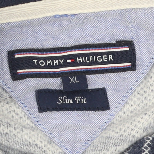 Tommy Hilfiger Men's Blue Floral Slim Fit Polo Shirt XL