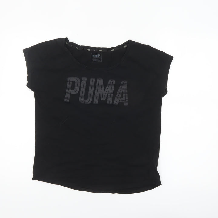 Puma Women Black Size 8 Basic Crew Neck Cotton T-Shirt