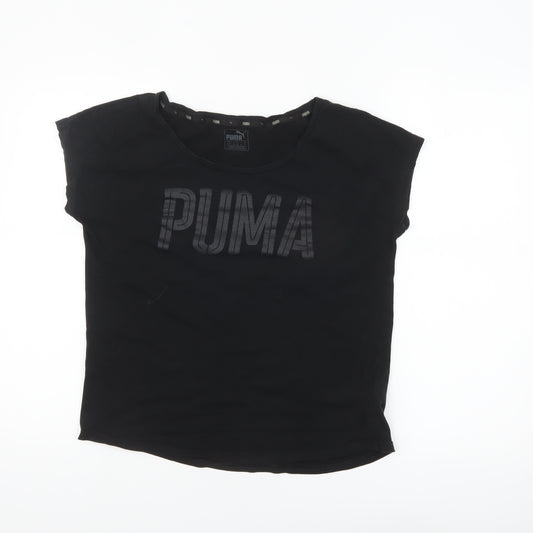 Puma Women Black Size 8 Basic Crew Neck Cotton T-Shirt