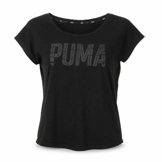 Front view of Puma Women Black, size 8, Basic Crew Neck Cotton T-Shirt