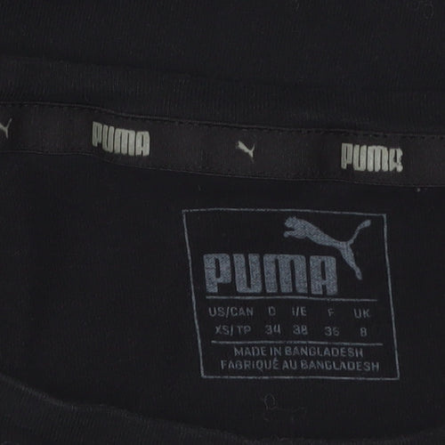 Puma Women Black Size 8 Basic Crew Neck Cotton T-Shirt