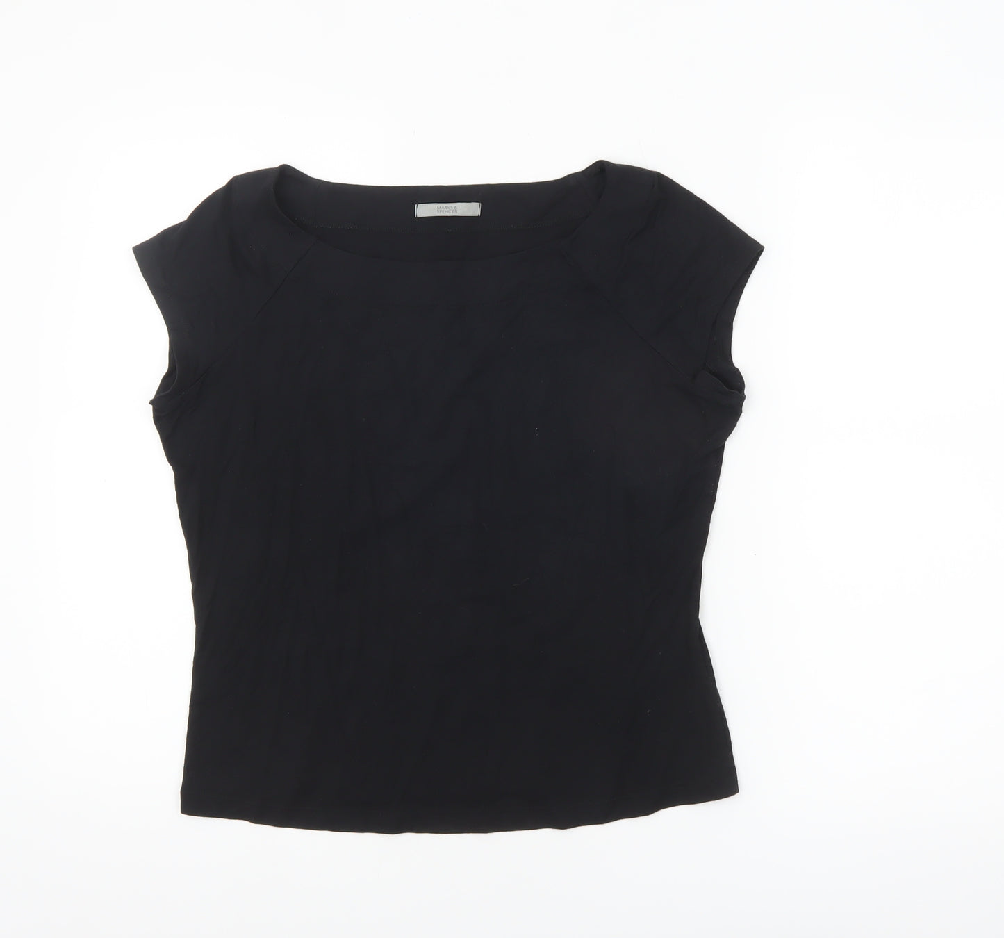 Marks and Spencer Womens Black Short Sleeve Viscose Blouse UK 14