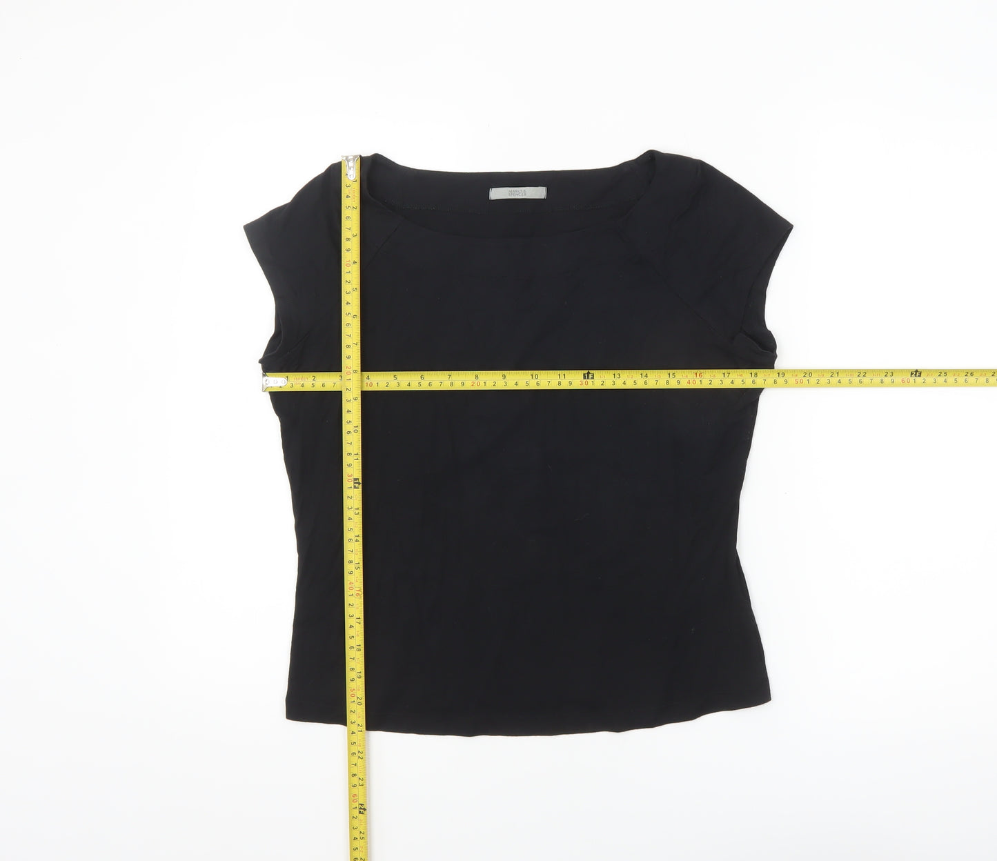 Marks and Spencer Womens Black Short Sleeve Viscose Blouse UK 14