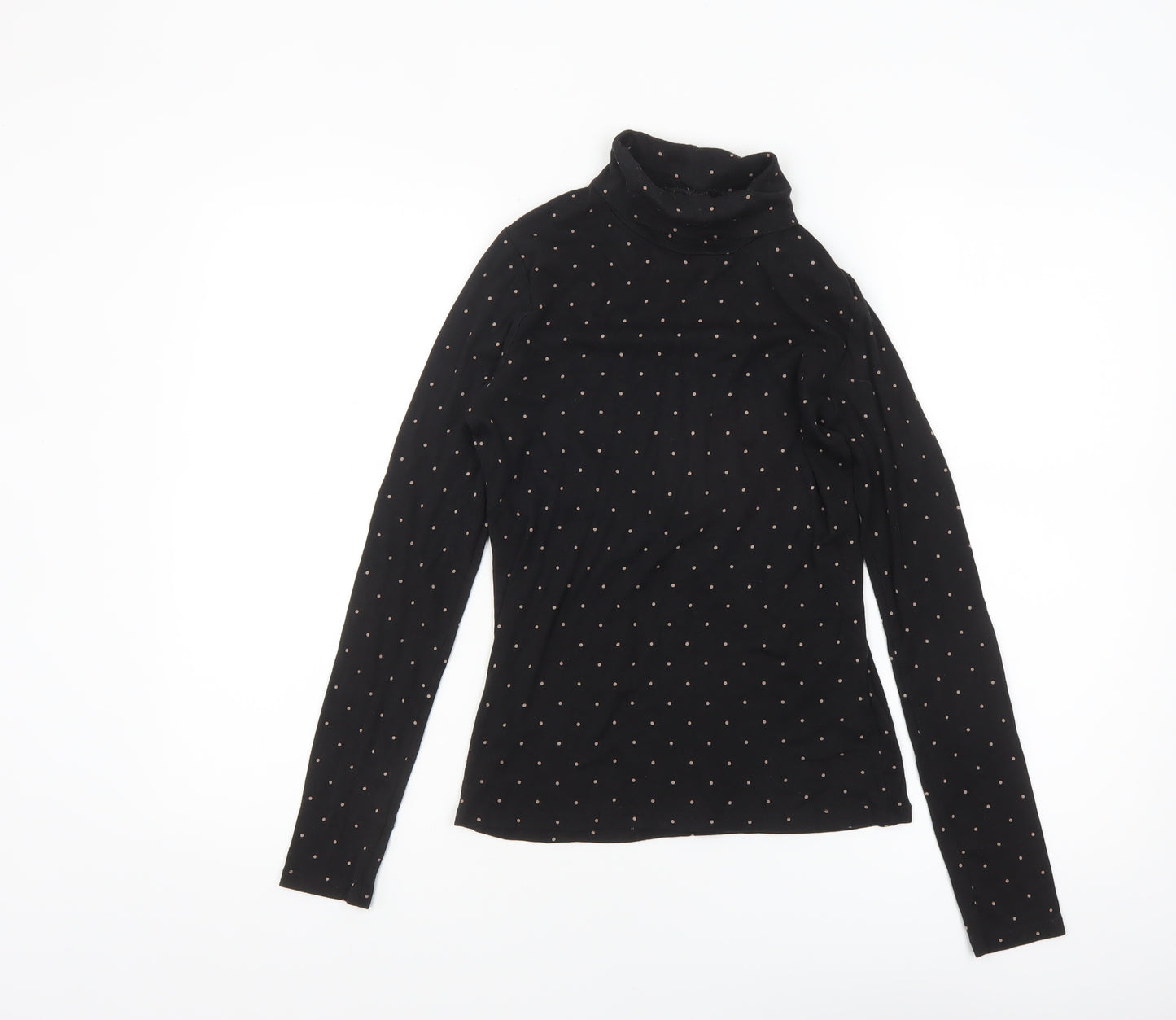 Uniqlo Women’s Black Polka Dot Roll Neck Long Sleeve Slim Fit Top XS