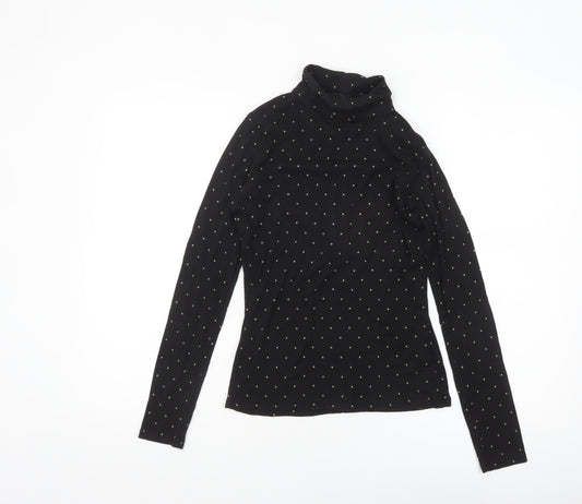 Uniqlo Women’s Black Polka Dot Roll Neck Long Sleeve Slim Fit Top XS