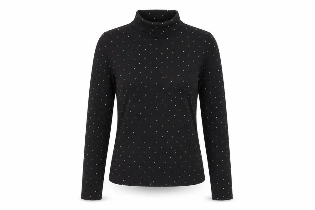 Uniqlo Women’s Black Polka Dot Roll Neck Long Sleeve Slim Fit Top XS