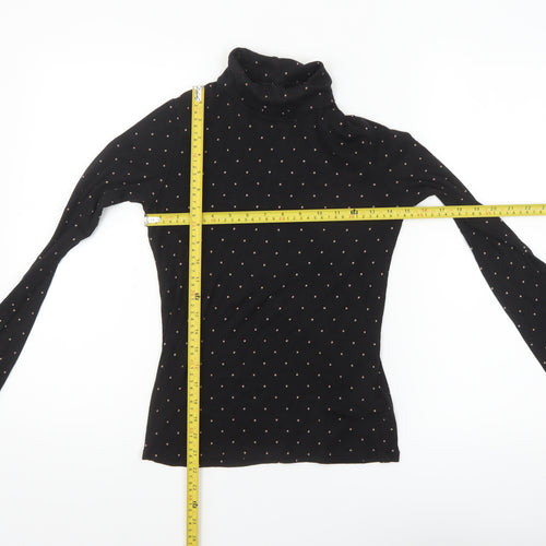 Uniqlo Women’s Black Polka Dot Roll Neck Long Sleeve Slim Fit Top XS