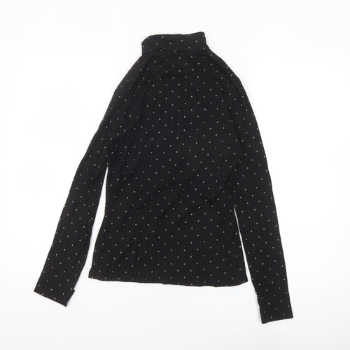 Uniqlo Women’s Black Polka Dot Roll Neck Long Sleeve Slim Fit Top XS