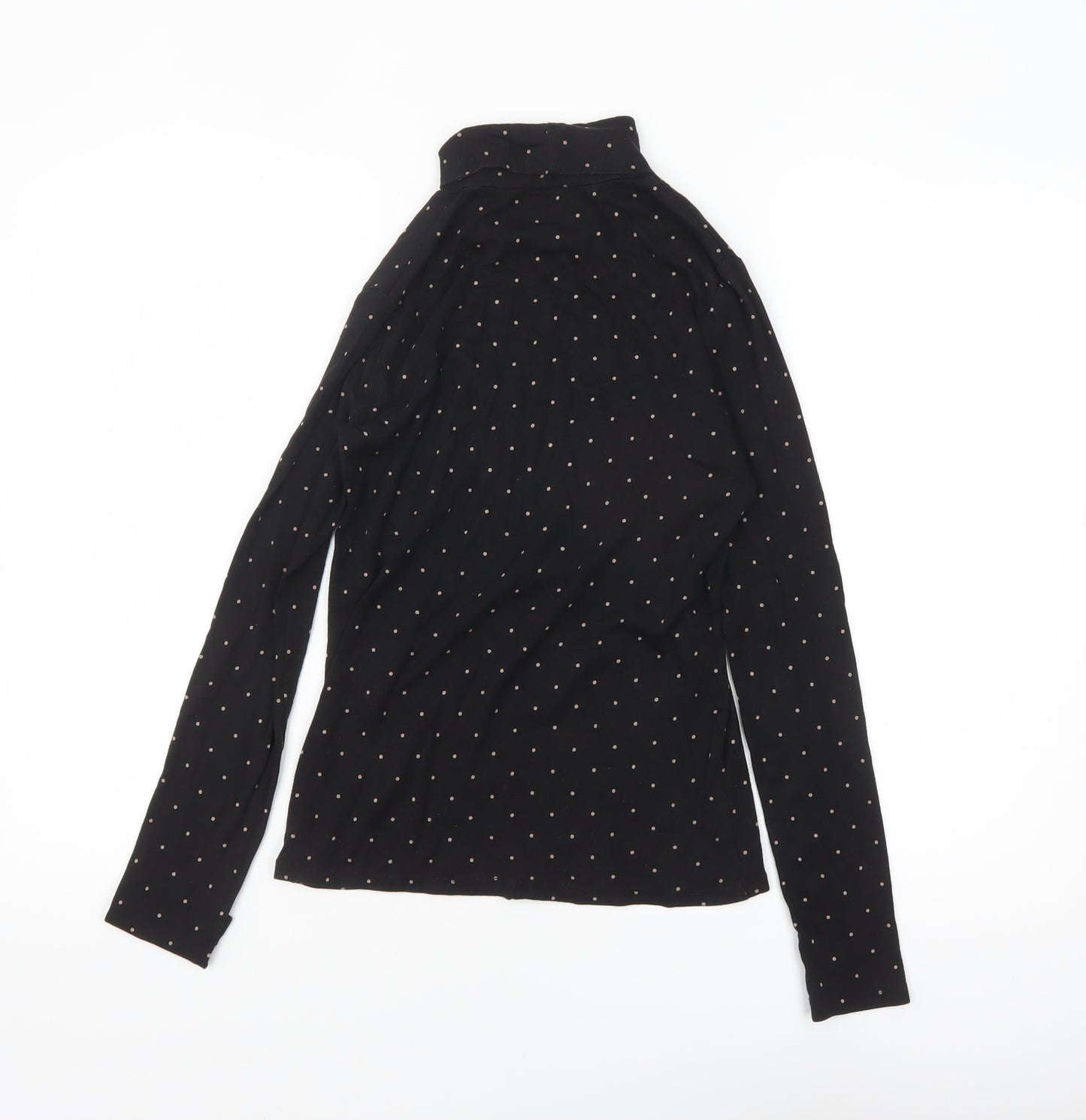 Uniqlo Women’s Black Polka Dot Roll Neck Long Sleeve Slim Fit Top XS