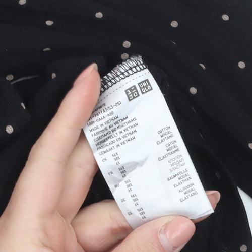 Uniqlo Women’s Black Polka Dot Roll Neck Long Sleeve Slim Fit Top XS