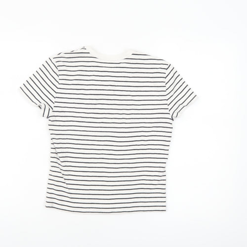 Abercrombie & Fitch Women’s White Striped Slim Fit Cotton T-Shirt Size L