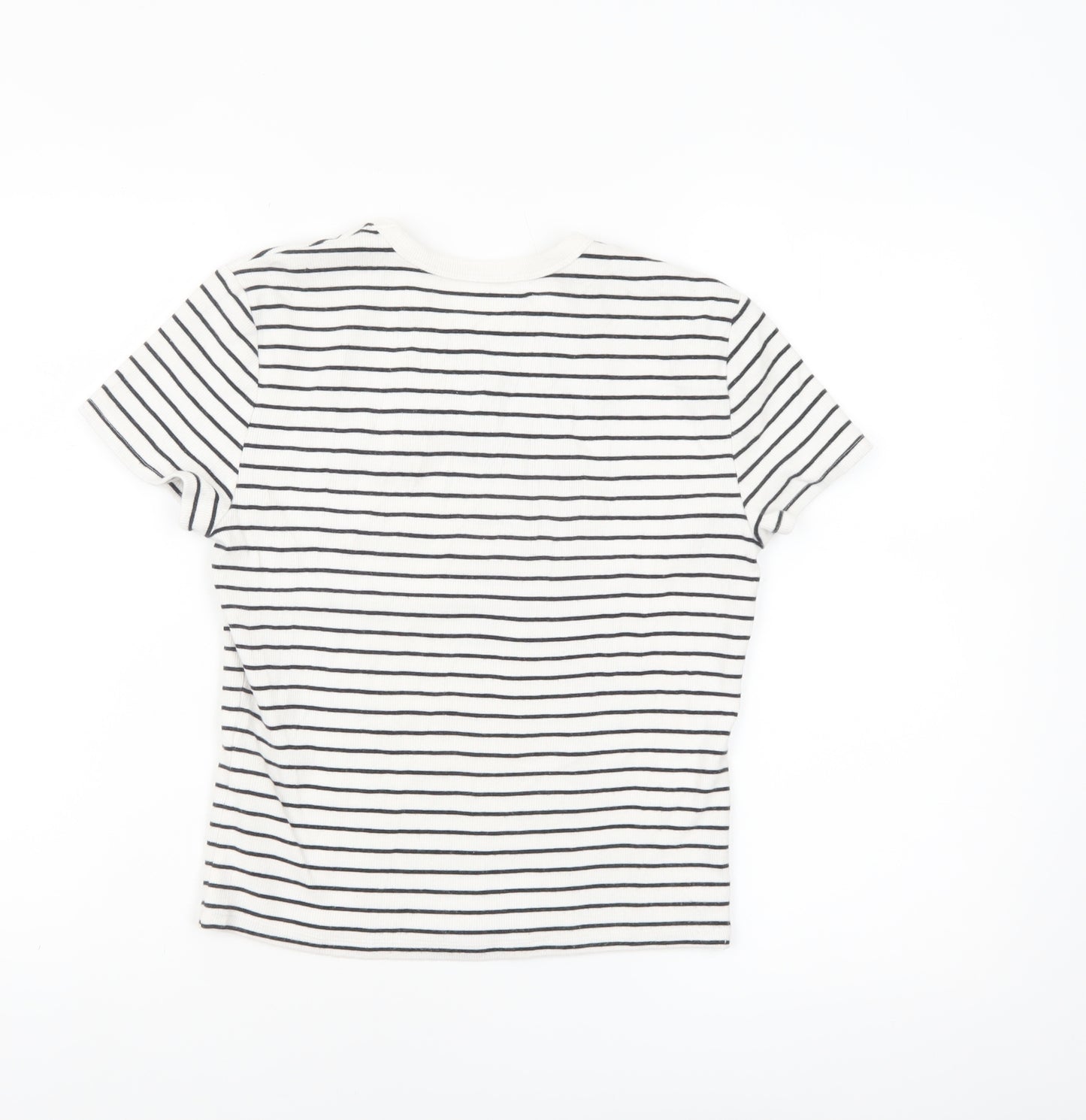 Abercrombie & Fitch Women’s White Striped Slim Fit Cotton T-Shirt Size L