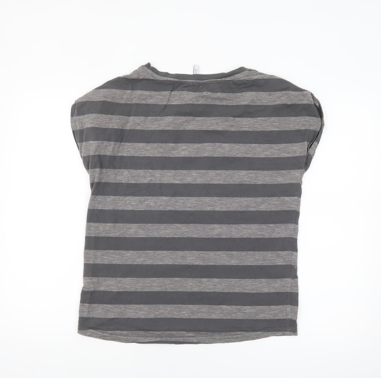 Animal Womens Grey Striped Cotton Crew Neck T-Shirt Size 8