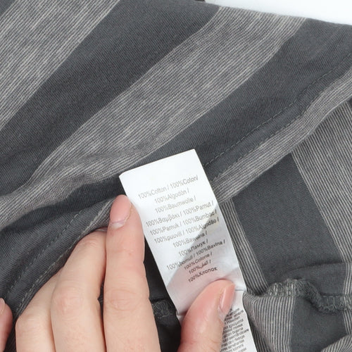 Animal Womens Grey Striped Cotton Crew Neck T-Shirt Size 8