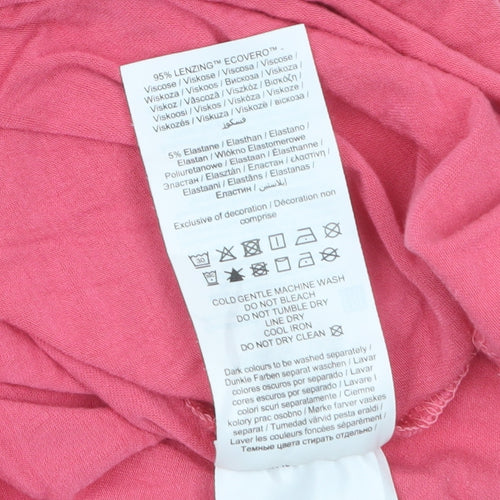 Pieces Women’s Pink Cropped Tie Front T-Shirt XL Viscose Blend