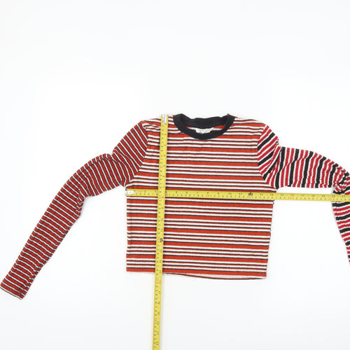 Topshop Women’s Multicoloured Striped Cropped Long Sleeve T-Shirt Size 6