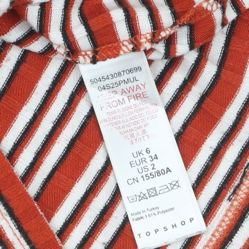 Topshop Women’s Multicoloured Striped Cropped Long Sleeve T-Shirt Size 6