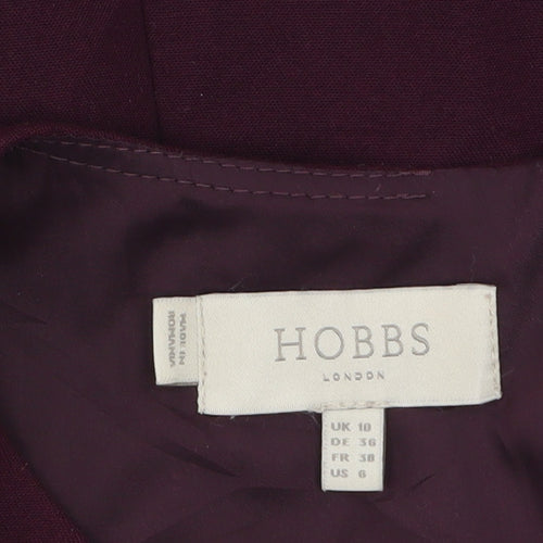 Hobbs Women's Purple Sheath Work Dress UK 10 V-Neck Half Sleeve