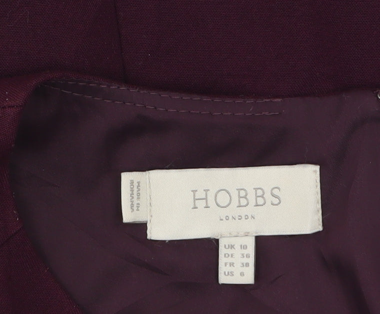 Hobbs Women's Purple Sheath Work Dress UK 10 V-Neck Half Sleeve