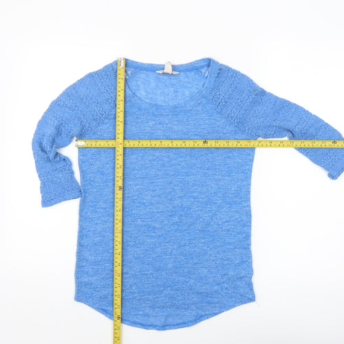 Arizona Jean Co Womens Blue Knit 3/4 Sleeve Scoop Neck Top Size S