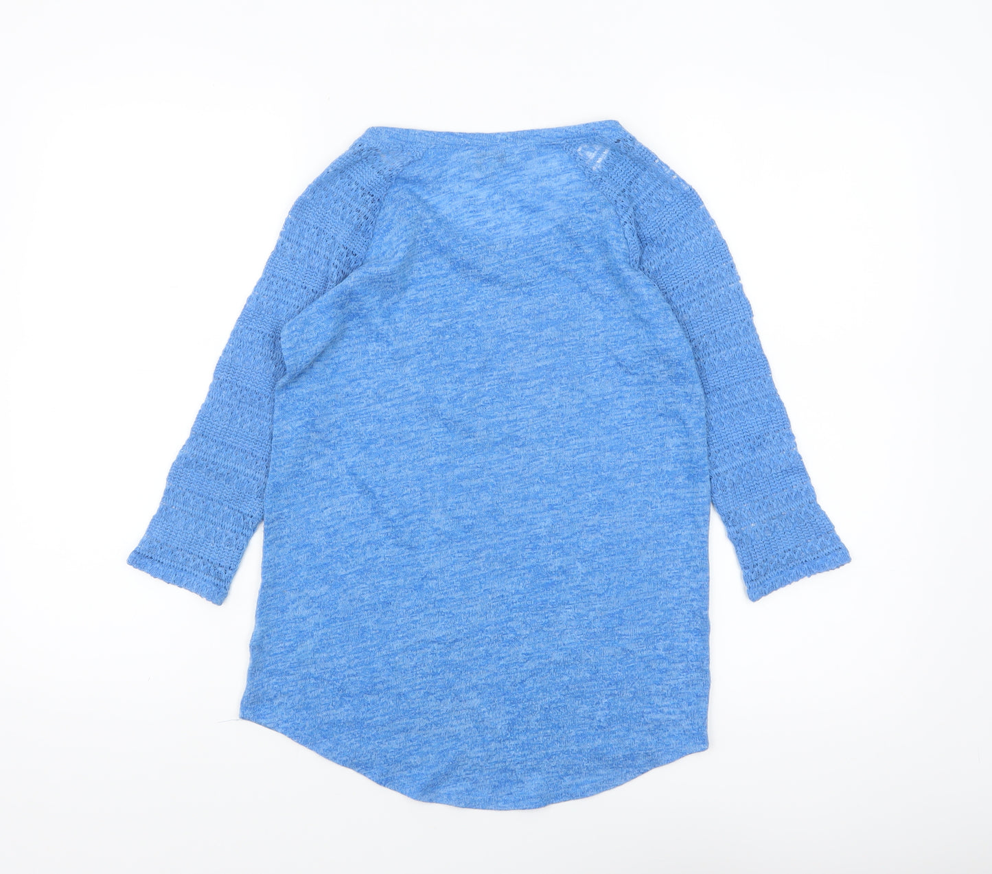 Arizona Jean Co Womens Blue Knit 3/4 Sleeve Scoop Neck Top Size S