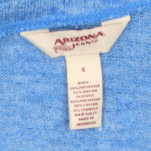 Arizona Jean Co Womens Blue Knit 3/4 Sleeve Scoop Neck Top Size S
