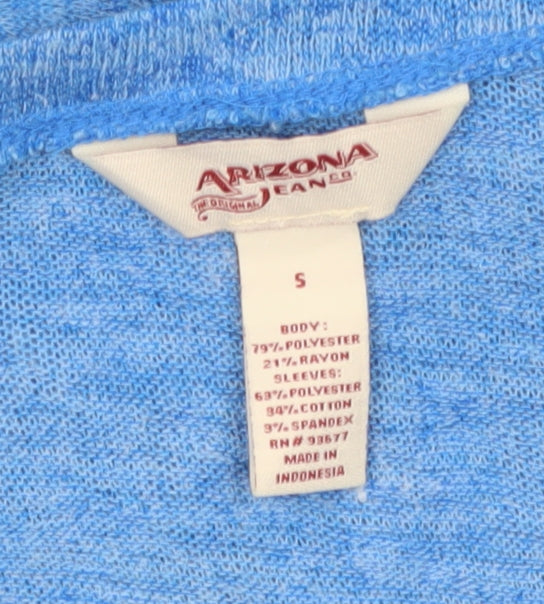 Arizona Jean Co Womens Blue Knit 3/4 Sleeve Scoop Neck Top Size S