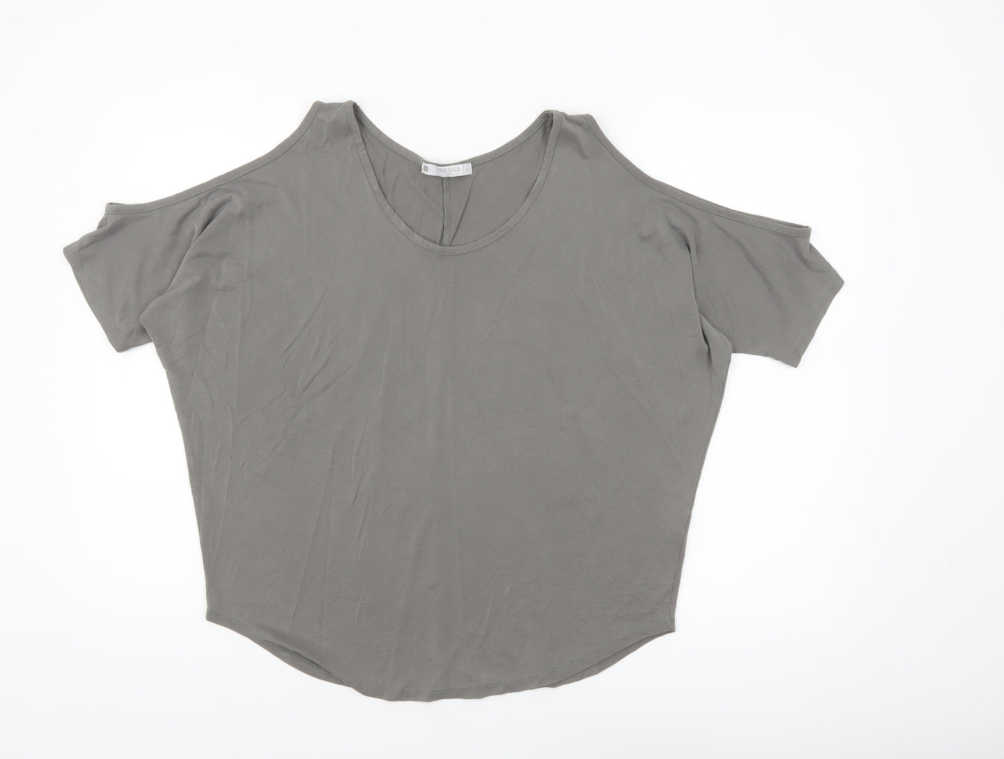Tresics Women’s Grey Cold Shoulder Short Sleeve Relaxed Jersey Top Size M