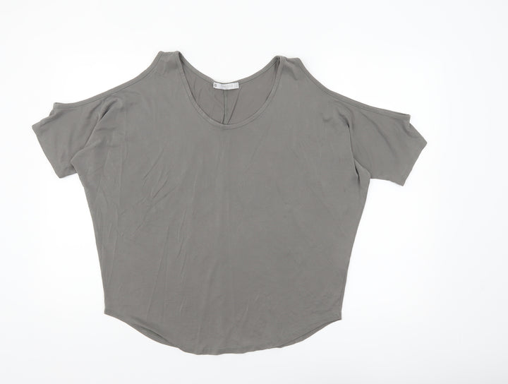 Tresics Women’s Grey Cold Shoulder Short Sleeve Relaxed Jersey Top Size M